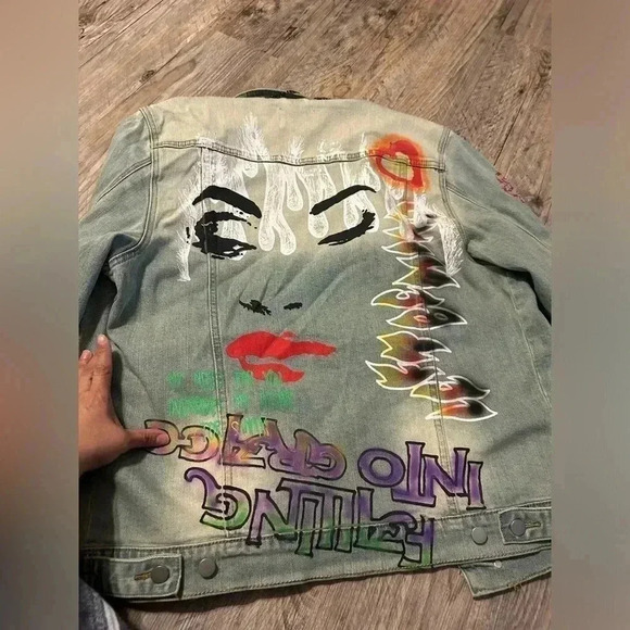 Anchor Blue Painted Denim Jacket By Lifted Anchor - Men Size: XL - Picture 8 of 14